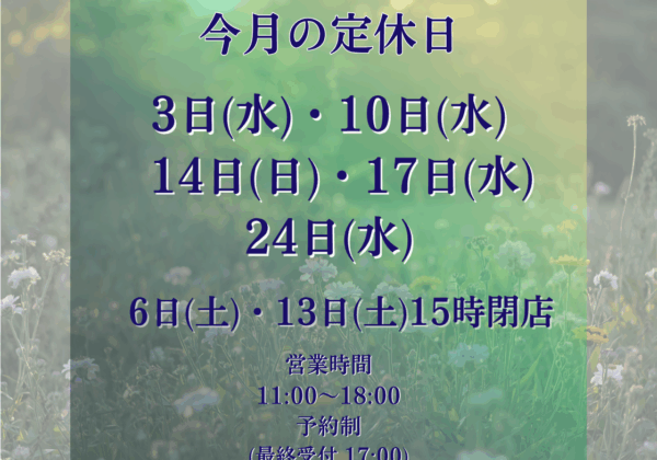 6月の営業及び在店スケジュール